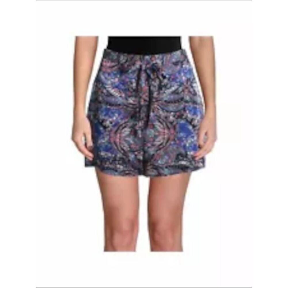 MARCIANO Womens Blue Belted Zippered Printed Shorts XS